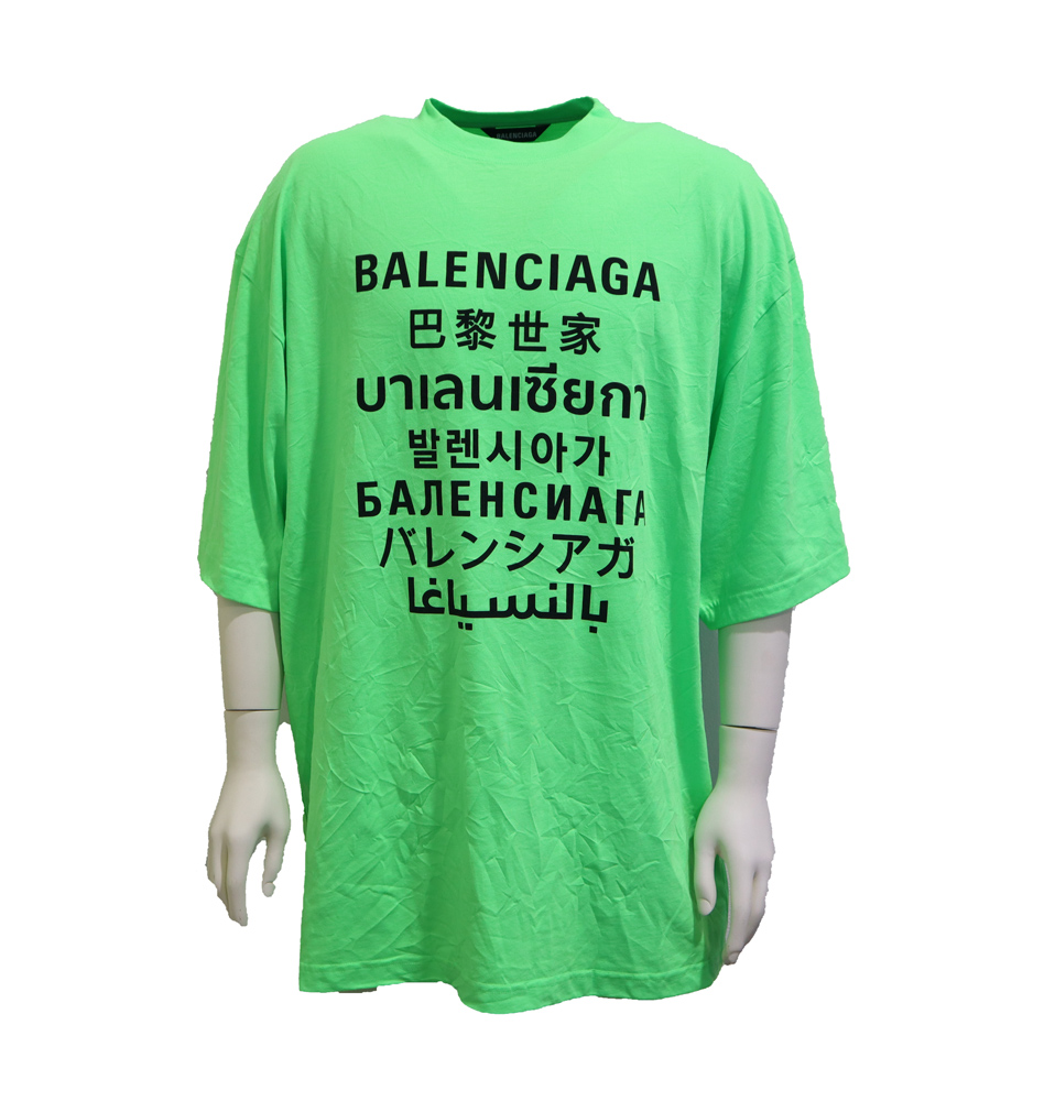 バレンシアガ LANGUAGES XLＴシャツ 蛍光グリーン | アウトレット 