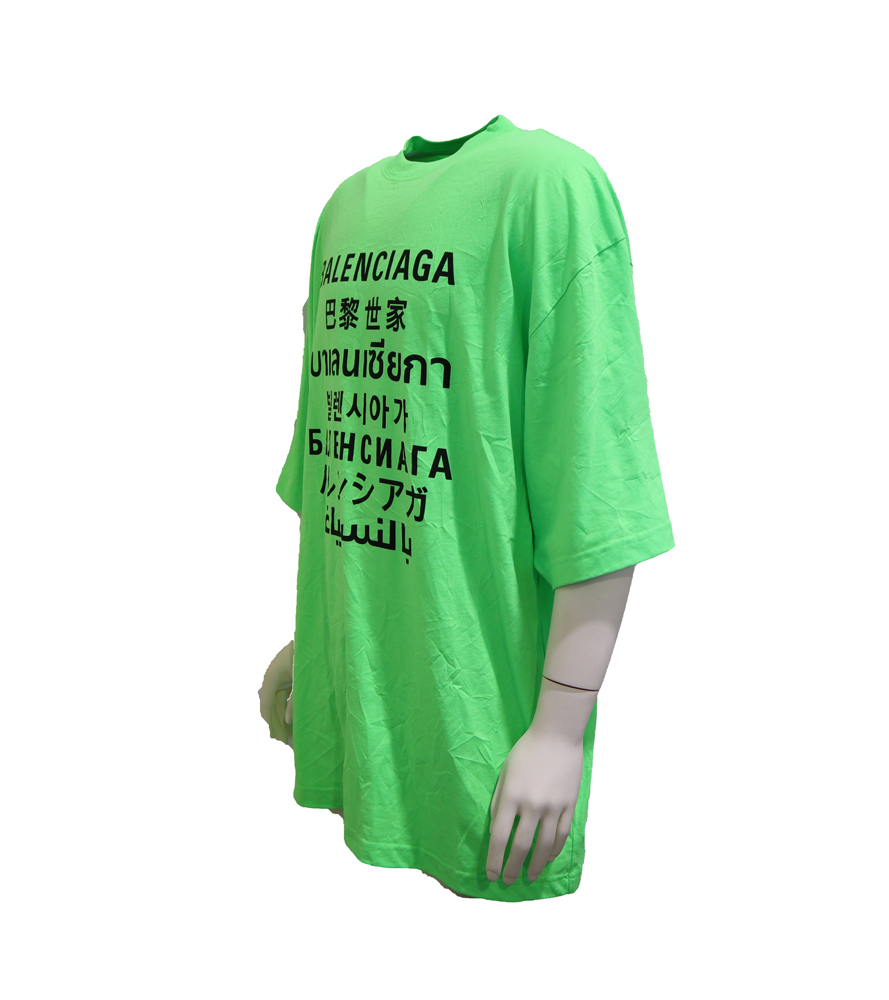 バレンシアガ LANGUAGES XLＴシャツ 蛍光グリーン | アウトレット 