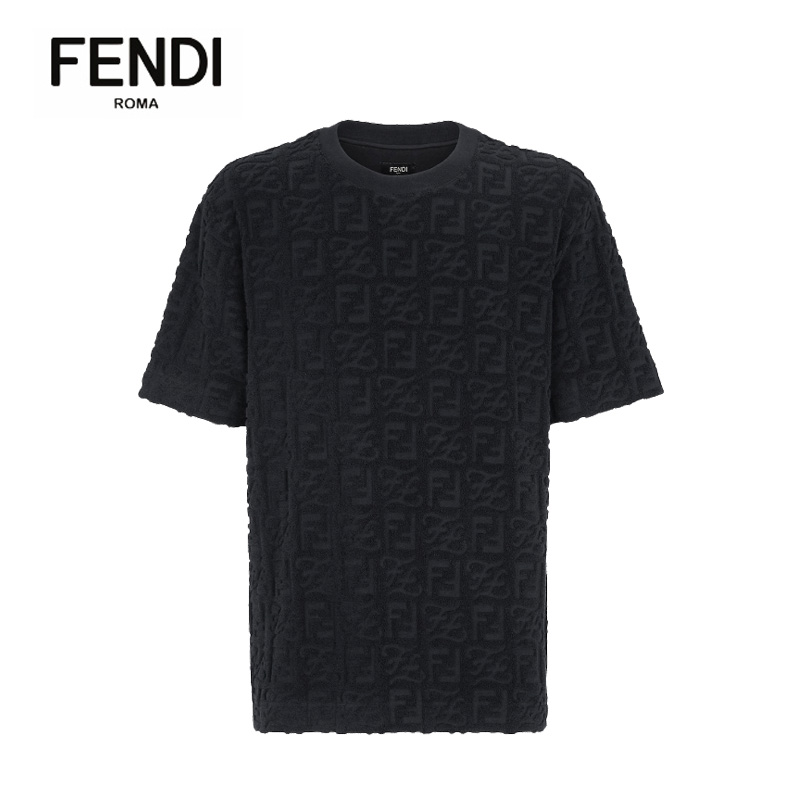 フェンディ オーバーサイズ パイル半袖Tシャツ FFカリグラフィ 